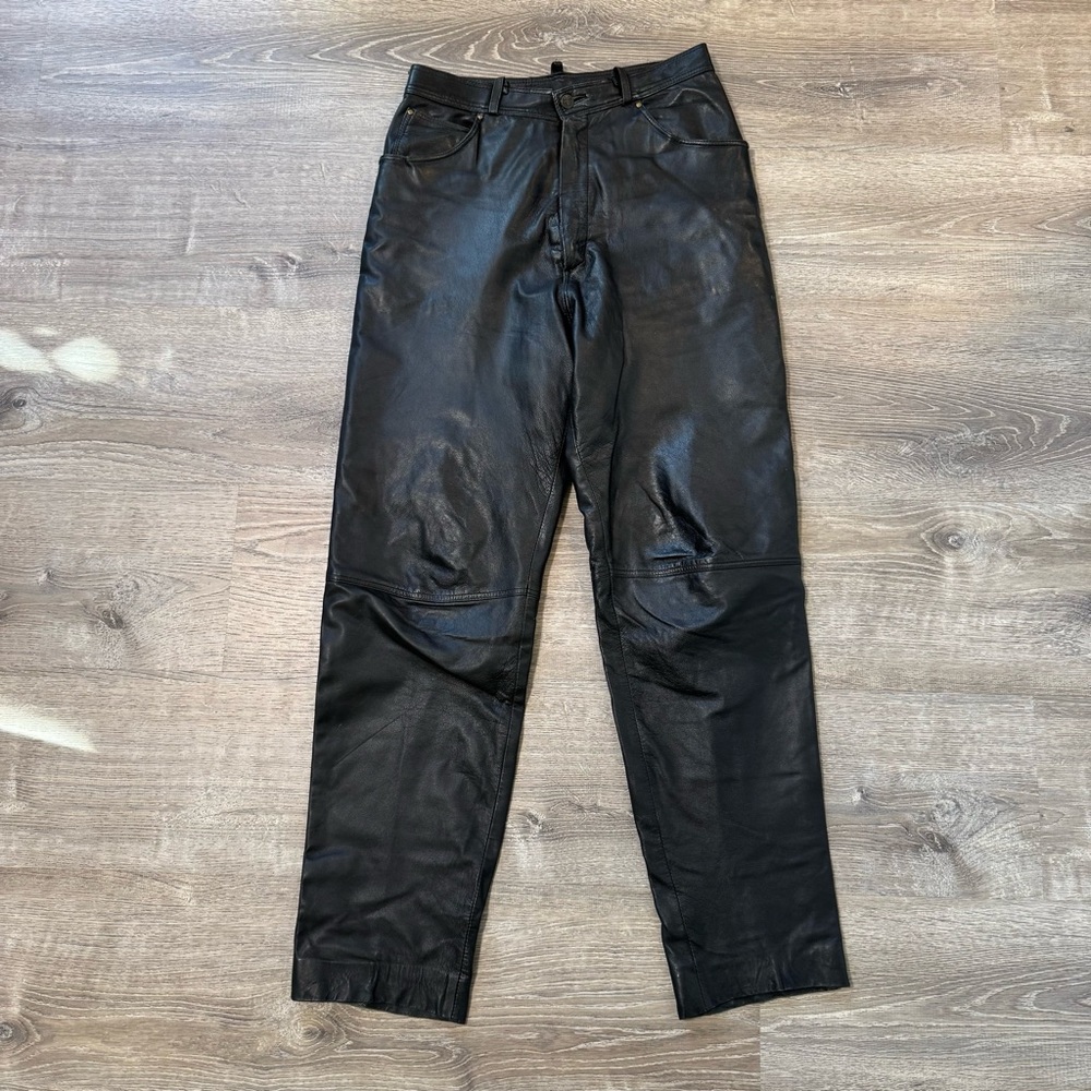 Men's Sleek Black Leather Dress Pants